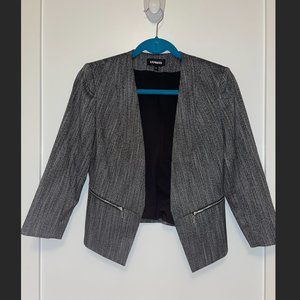 Cropped Fitted Grey Blazer from Express